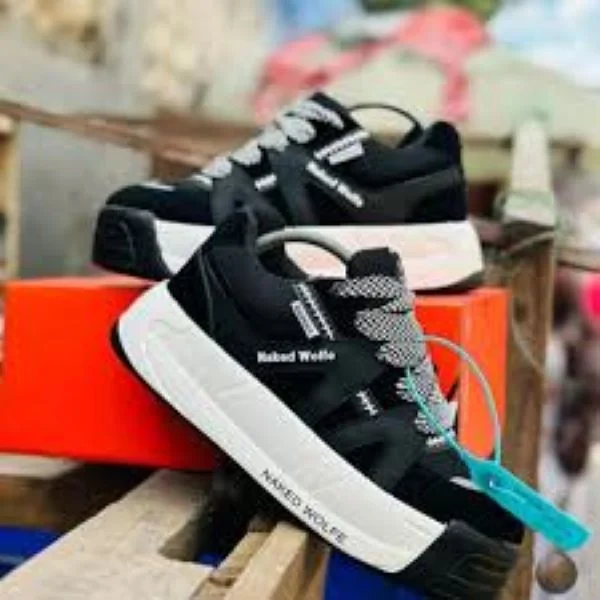 WHITE -BLACK  KIDS NAKED WOLFE SNEAKERS