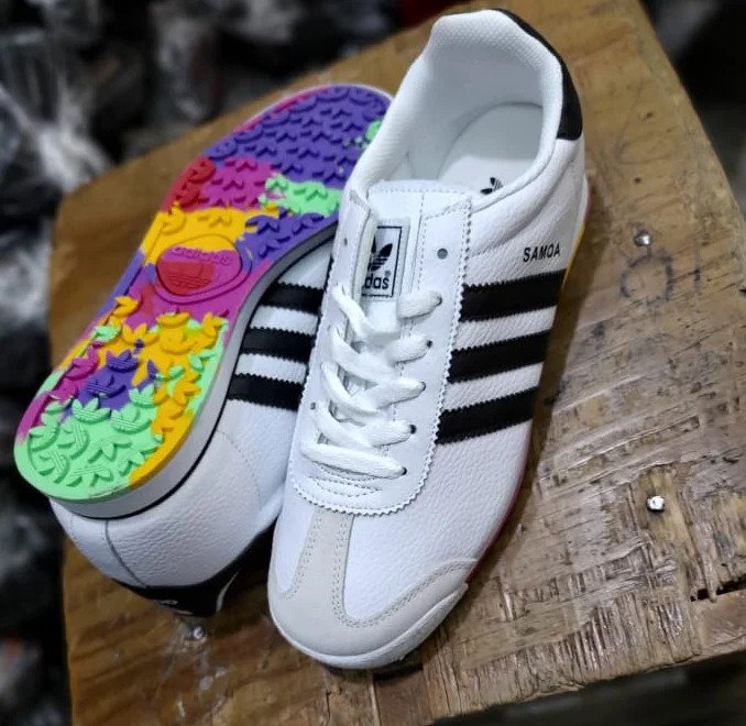 White Black Striped Samoa Adidas Shoes Footware