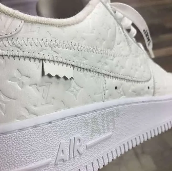 White Louis Vuitton x Nike Air Force1 Low