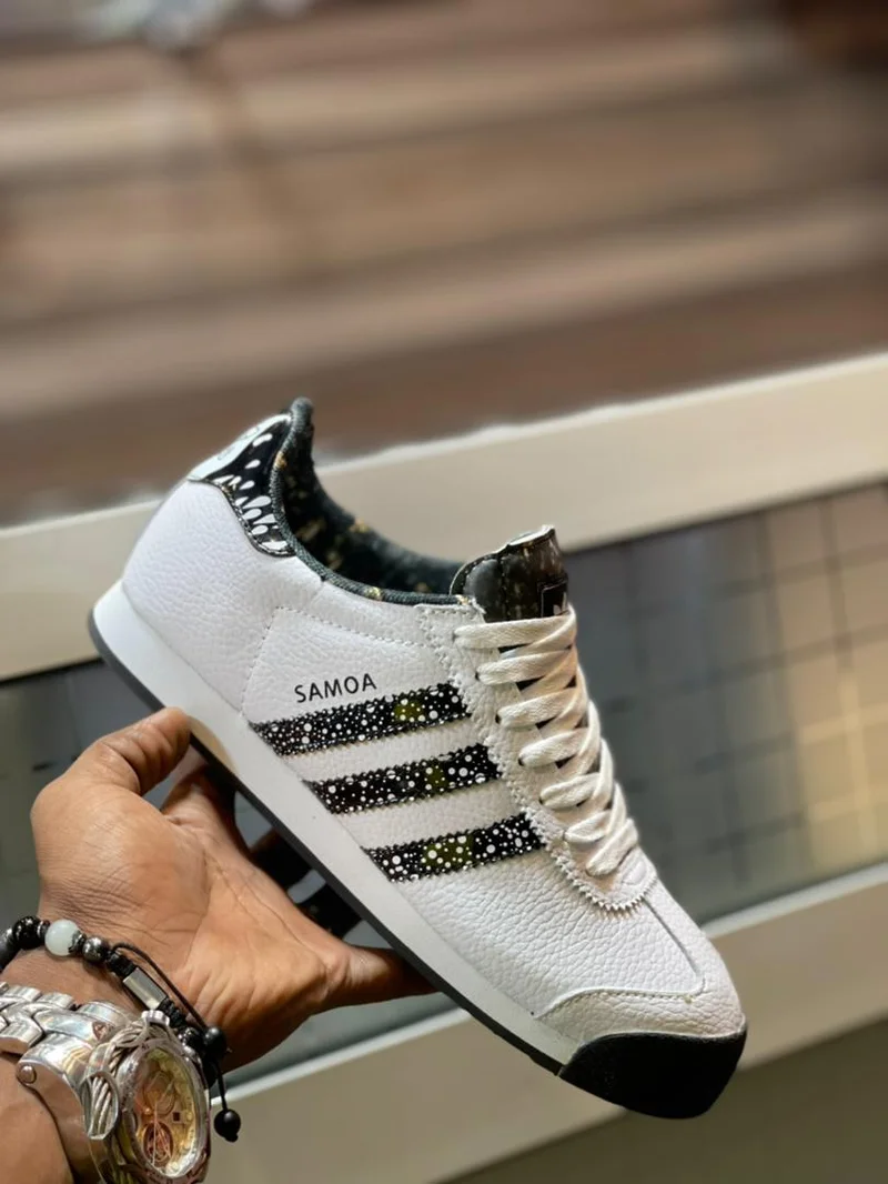 White Striped Adidas Samoa  Shoes Footware