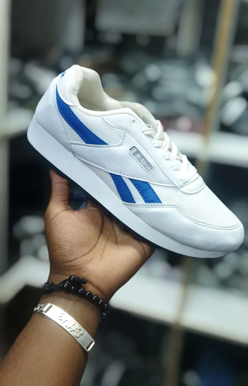 White-Blue Reebok Rewind Run Shoes Sneakers