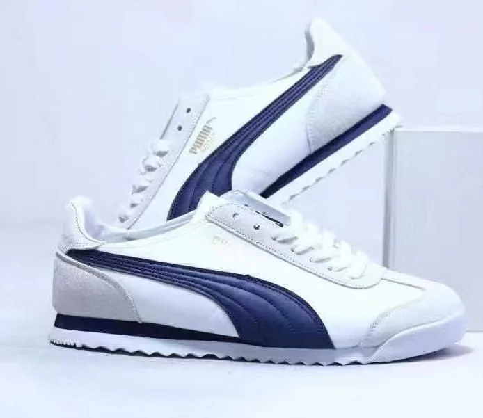 White-Navy Blue PUMA Roma Sneaker