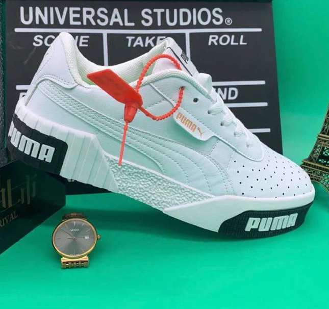 White/Black Puma Cali Sneakers