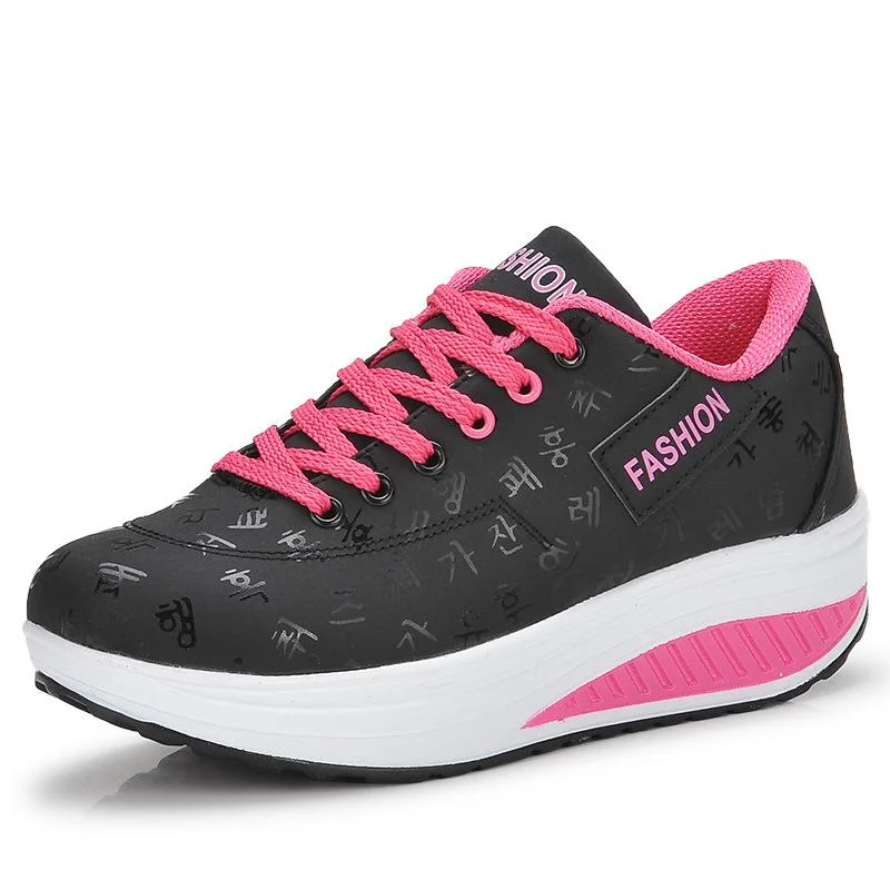 Women Quality and Durable Ladies Fashion Sneakers Black Pink White