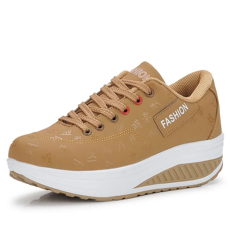 Women Quality and Durable Ladies Fashion Sneakers Brown White