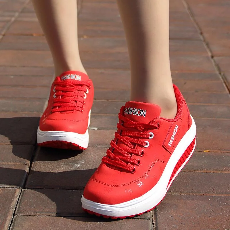 Women Quality and Durable Ladies Fashion Sneakers Red White