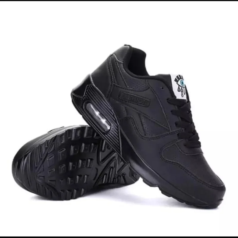 Women shoes Designer PU leather spring casual sneakers outdoor- Tripple black