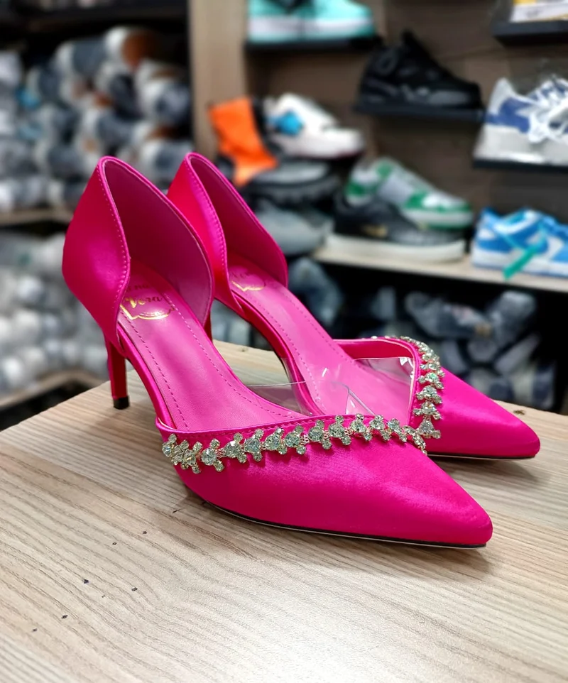 Women's High Heels  Closed Pointed Toe Pink Quality Ladies Shoes