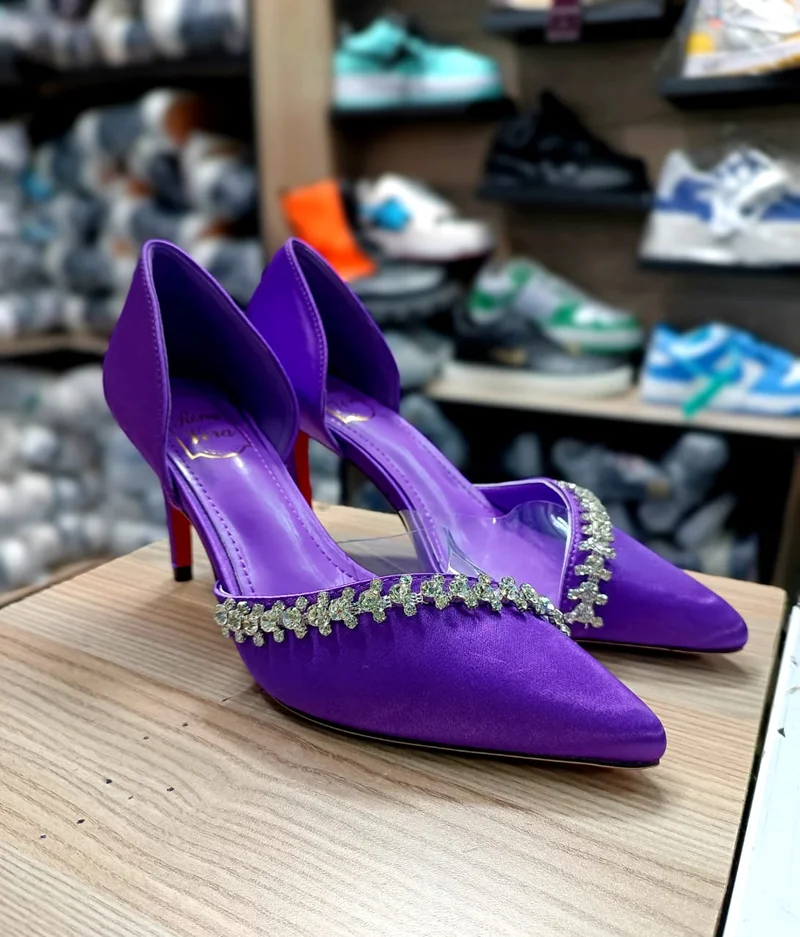 Women's High Heels  Closed Pointed Toe Purple Quality Ladies Shoes