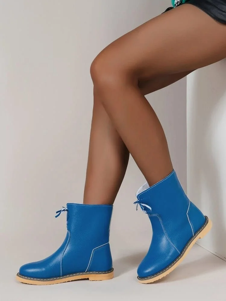 Womens Winter Ankle Boots Warm Fur Non Slip Skiing Blue Boots