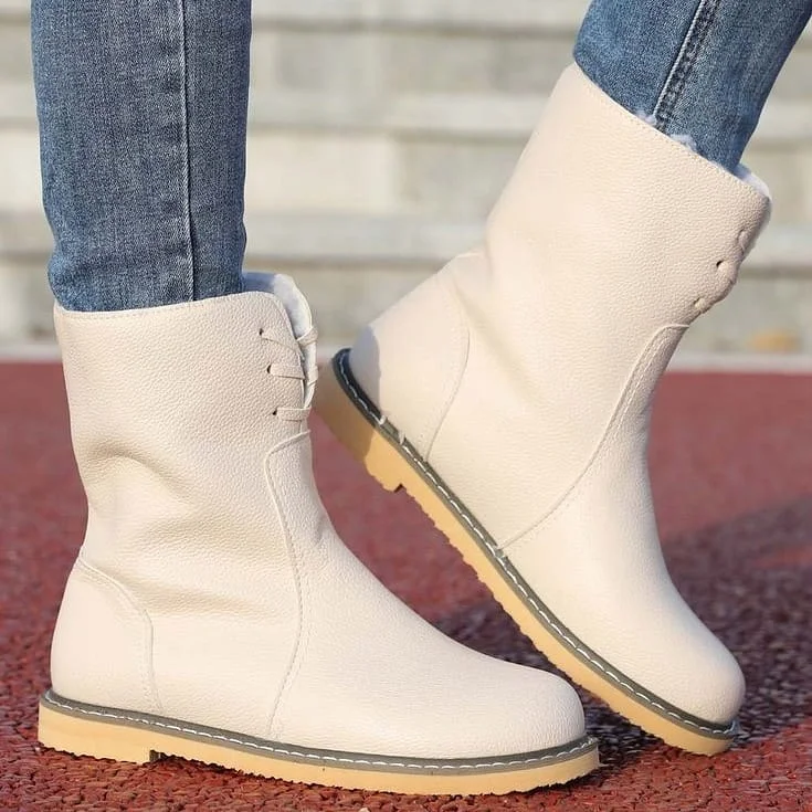 Womens Winter Ankle Boots Warm Fur Non Slip Skiing White Boots