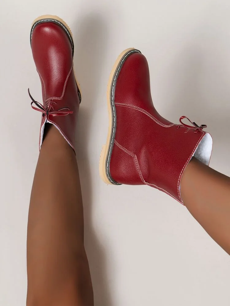 Womens Winter Ankle Boots Warm Fur Non Slip SkiingMaroon Boots