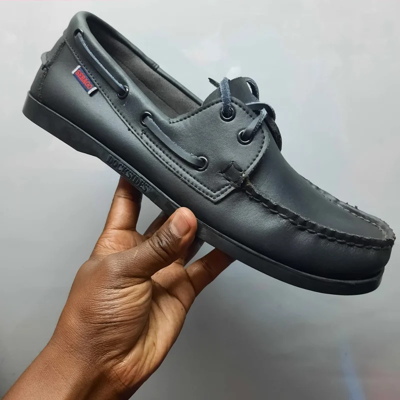 All Black Docksides Men's  Sebago Boat Shoe