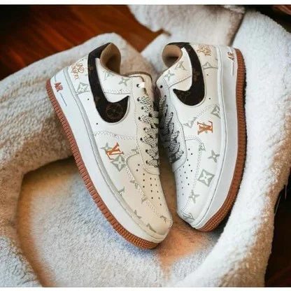LOUIS VUITTON NIKE AIR FORCE 1 LOW BY VIRGIL ABLOH WHITE-BROWN SNEAKERS.