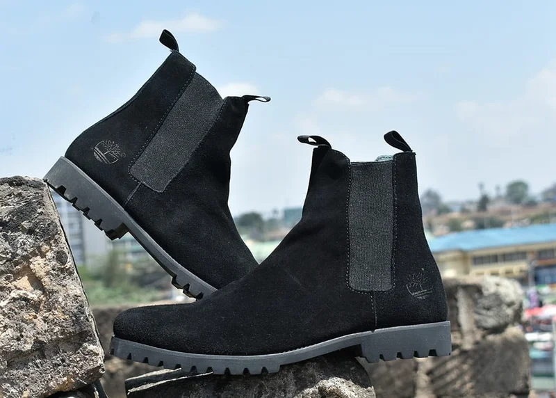 All Black Timberland Mens Suede Leather  Boots