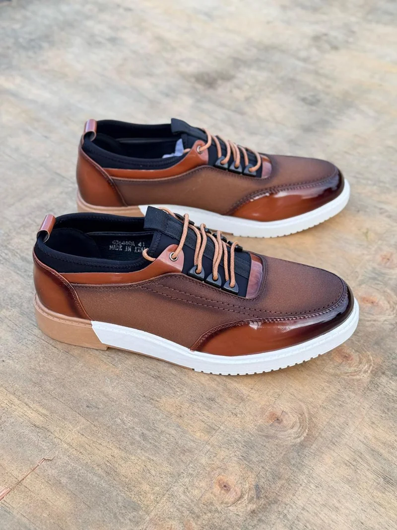 BERLUTI BROWN LACED -UP DRESS  SNEAKERS