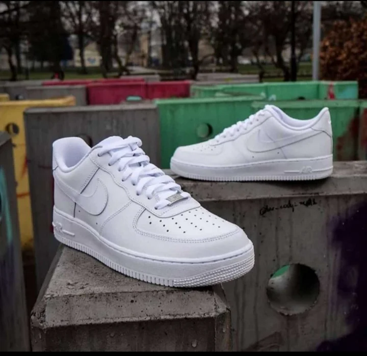 All White Color Nike Air Force 1  Swoosh - White