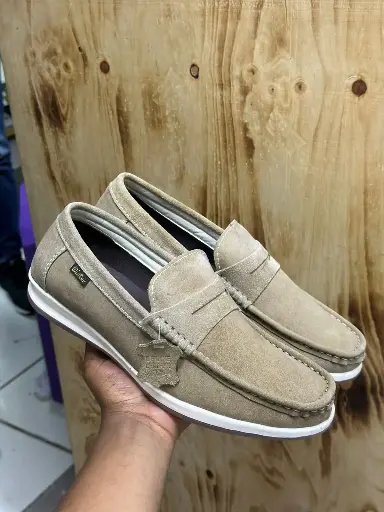 Premium Tan Suede Penny Loafers - Men's Genuine Leather Slip-On Shoes