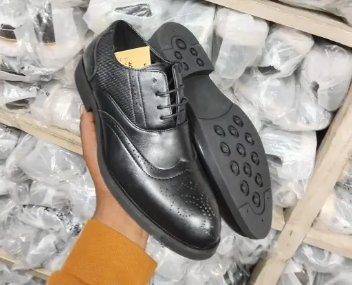 Men's Classic Black Leather Wingtip Brogue Derby Dress Shoes - Formal & Business
