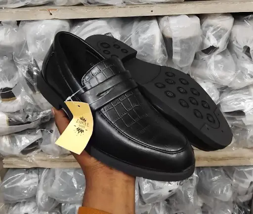 Men's Croc-Embossed Loafers: Empire Official Casual Shoes