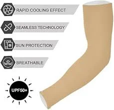 [BEIGEUPF50+ARMSLEEVE] 2PCS Sun Protection Ice Sleeves|UPF 50+|Stay Cool & Protected-Beige