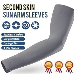 [GREYUPF50+ARMSLEEVE] 2PCS Sun Protection Ice Sleeves|UPF 50+|Stay Cool &Protected-Gray With Thumbhole