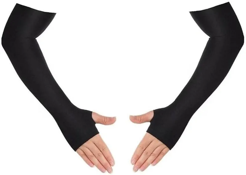 [BLACKUPF50+ARMSLEEVE] 2PCS Ultimate Sun Protection Ice Sleeves | UPF 50+ | Stay Cool & Protected-Black