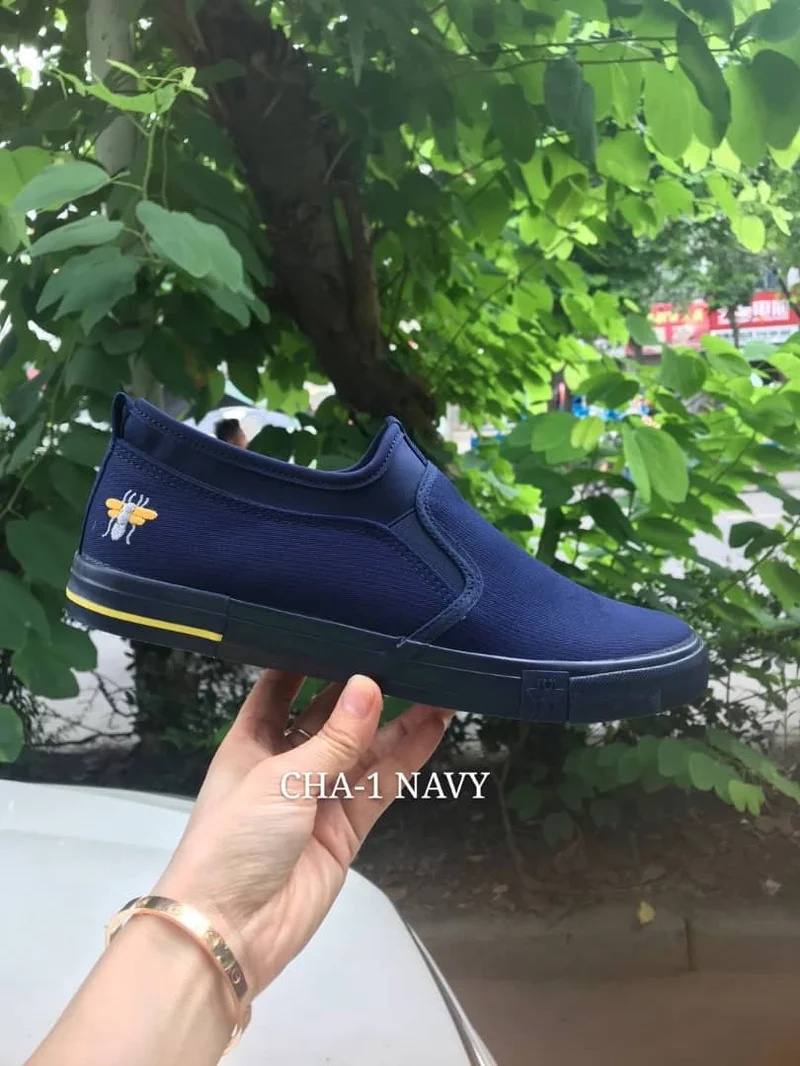 Beauty Leopard Slipon Rubber Shoes,Men Sneakers,Navy Blue