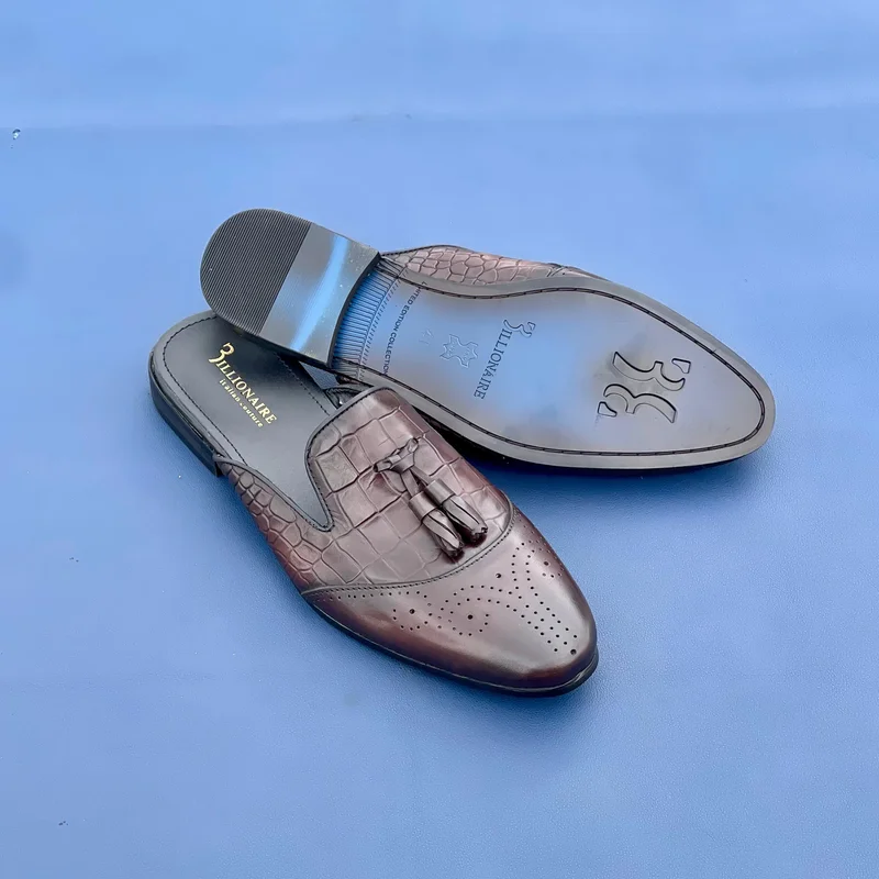 BILLIONARE LEATHER MULES-BROWN