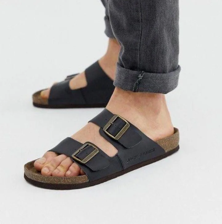 Birkenstock Leather Sandals Arizona Mocha Black Open Shoes