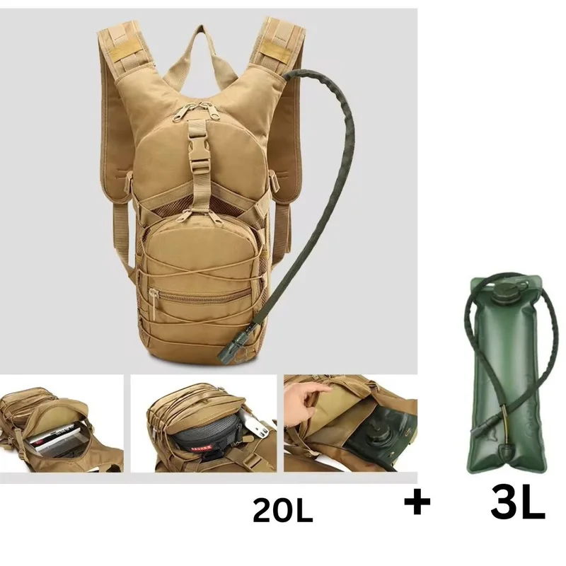 3L Hydration Packs Plus 20L Tactical Bike Bicycle Water Bladder Bag Backpack Kha