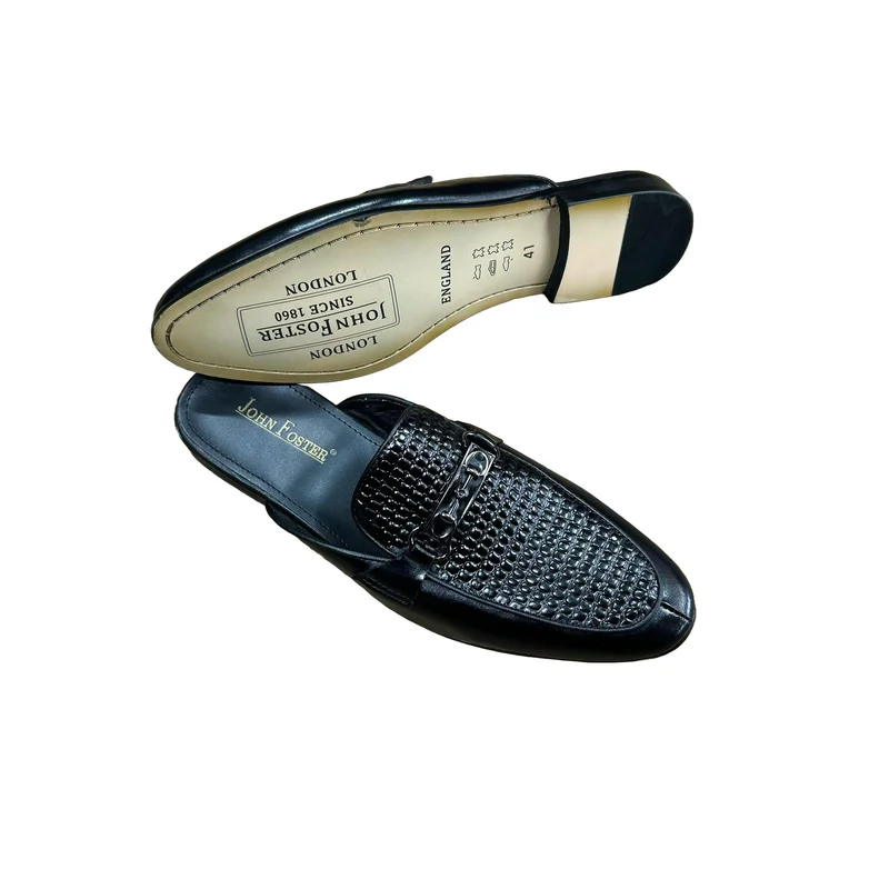BLACK FASHION MEN LOAFERS SLIP ON SANDALS.