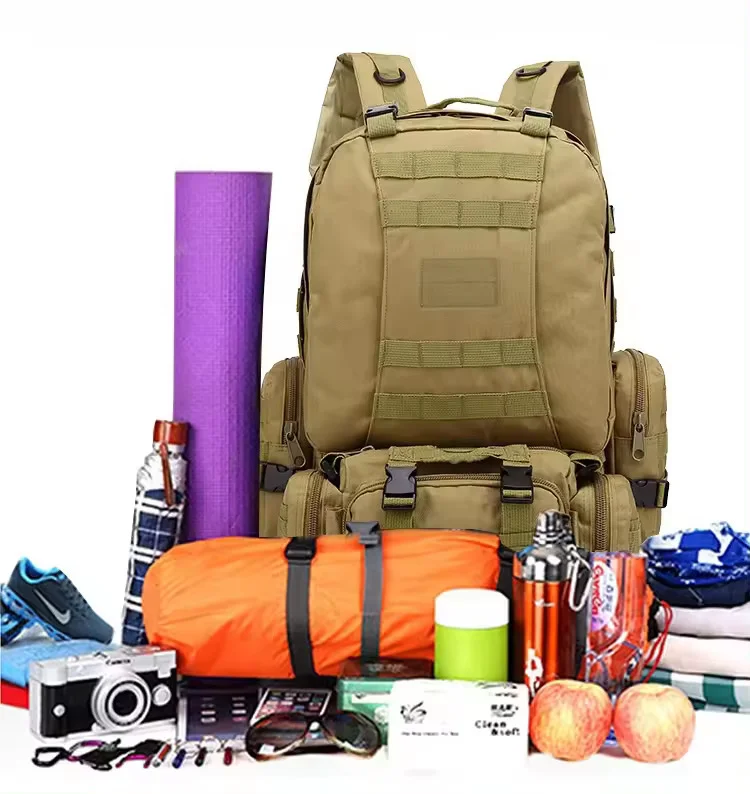 55L Tactical Backpacks Rucksacks 4 in 1 for Outdoor Sports Hiking Camping Trekki
